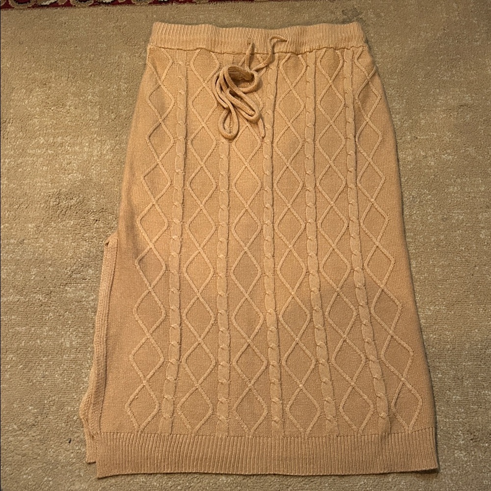 SHEIN Beige Cable Knit Pencil Skirt
